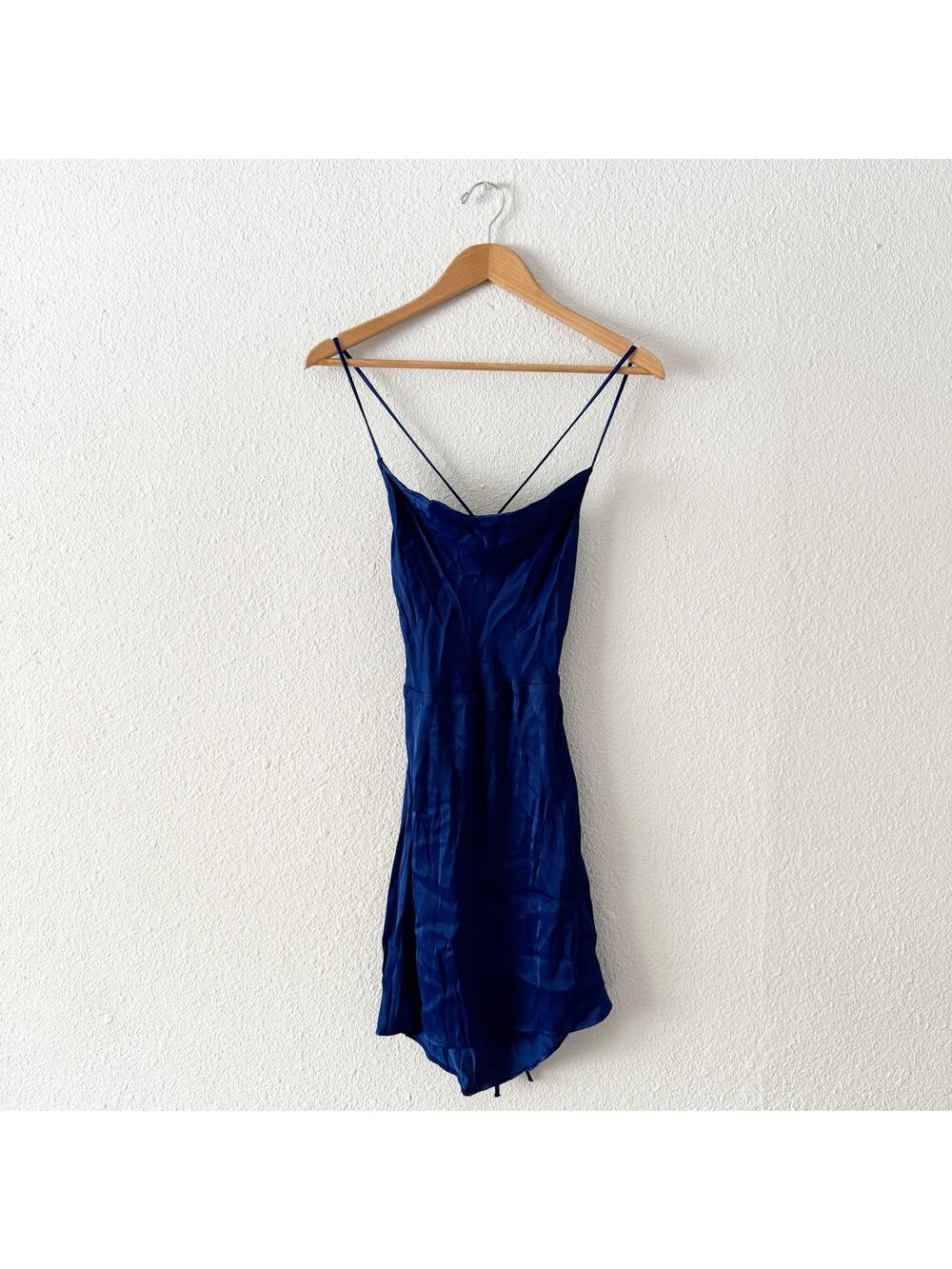 Zara Dress womens xs Blue Satin Mini bold classy classic glam date feminine